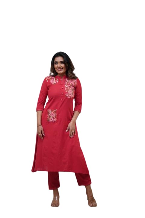 Women's Cotton Printed Straight Kurti With Pant