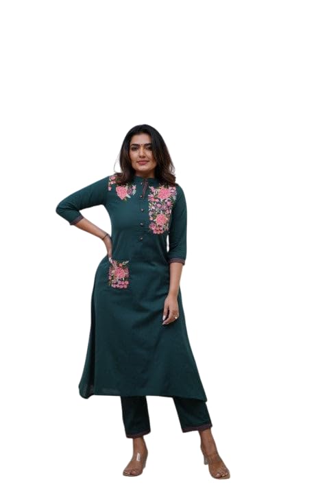 Women's Cotton Printed Straight Kurti With Pant