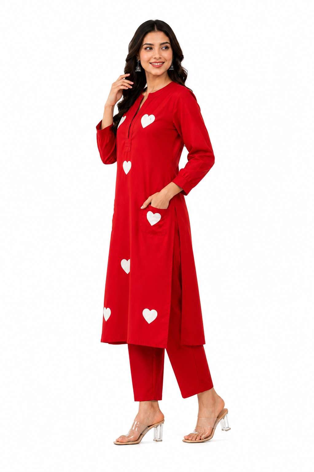 Women's Cotton Embroidered Straight Kurti With Pant Set