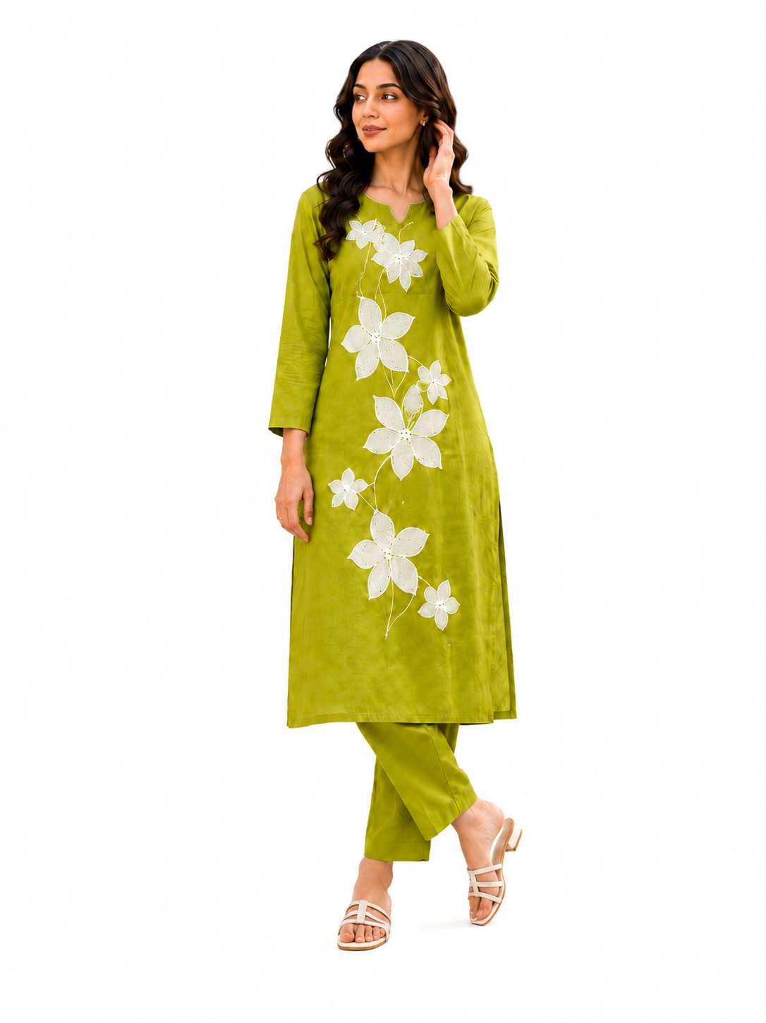 Women's Cotton Floral Printed Straight Kurti With Pant - UG-09