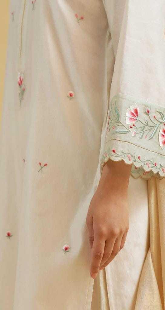 Women's Cotton Embroidered Straight Kurti With Pant