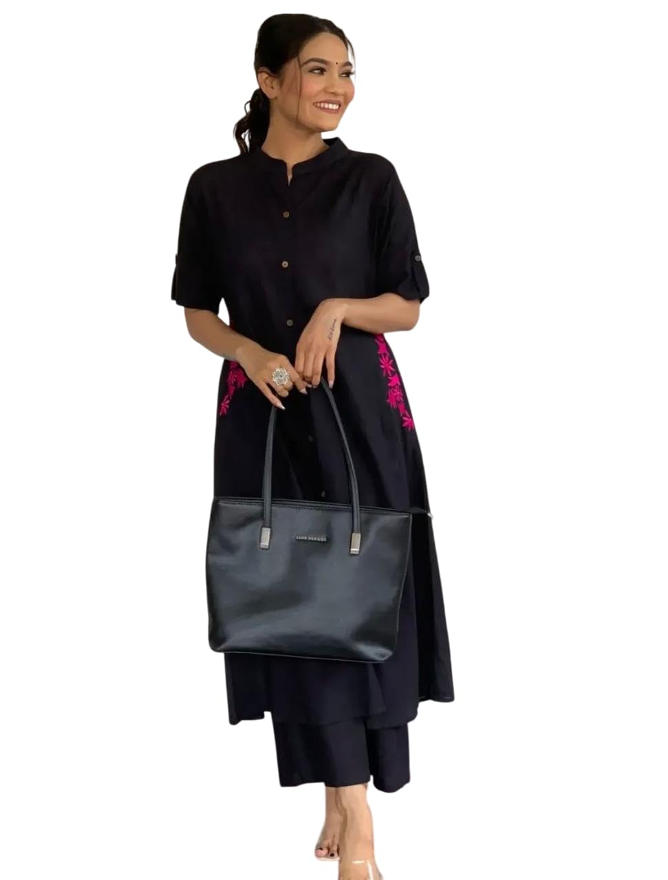 Women's Cotton Embroiderd Long A-Line  Kurti with Palazzo