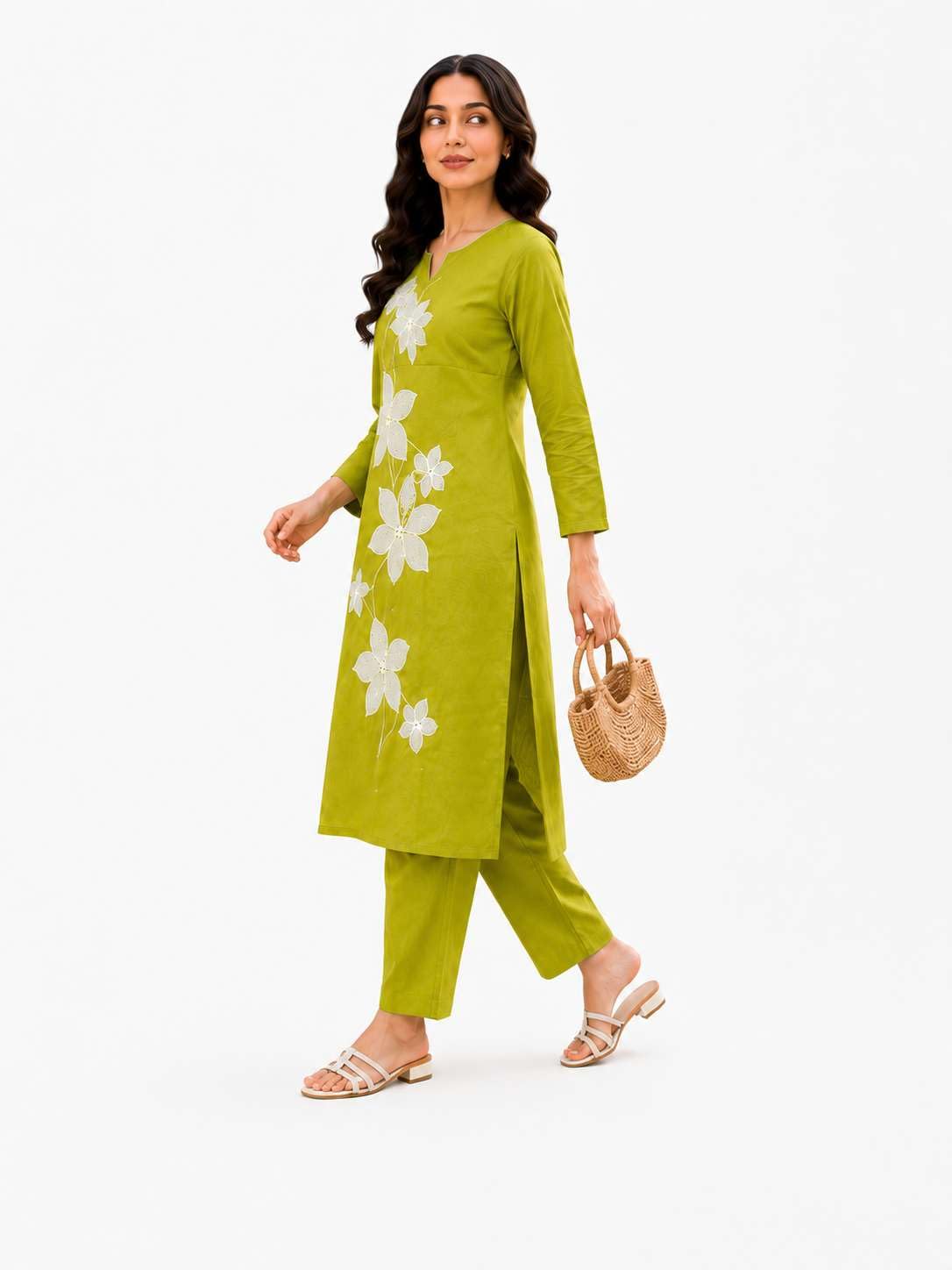 Women's Cotton Floral Printed Straight Kurti With Pant - UG-09