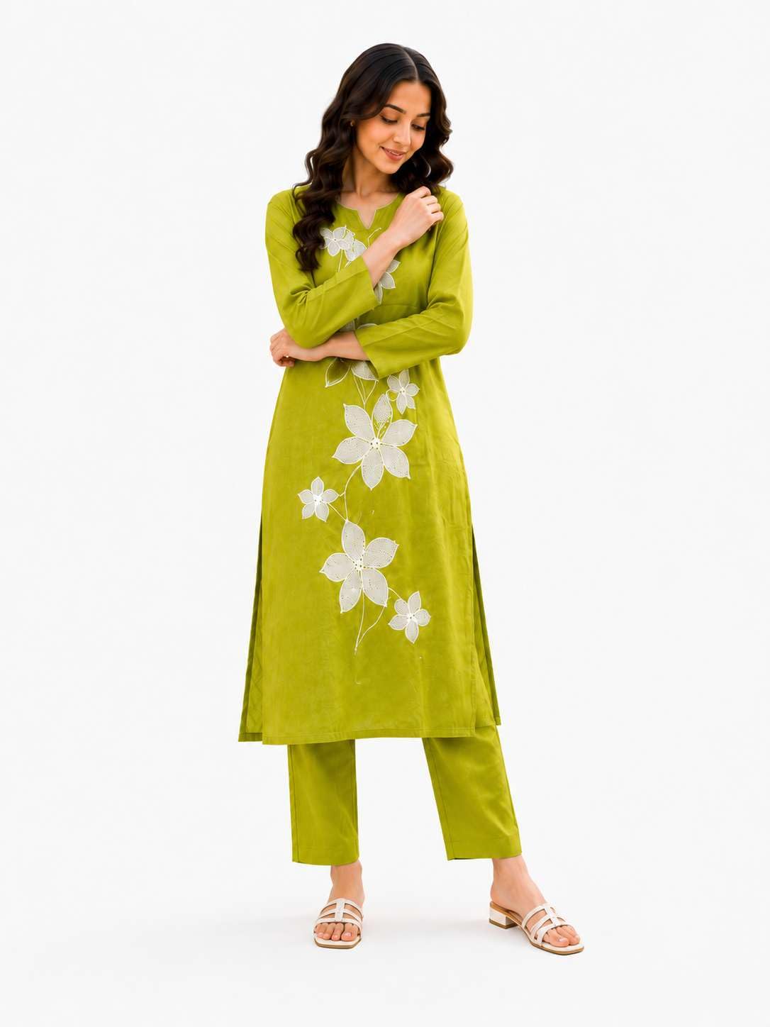 Women's Cotton Floral Printed Straight Kurti With Pant - UG-09