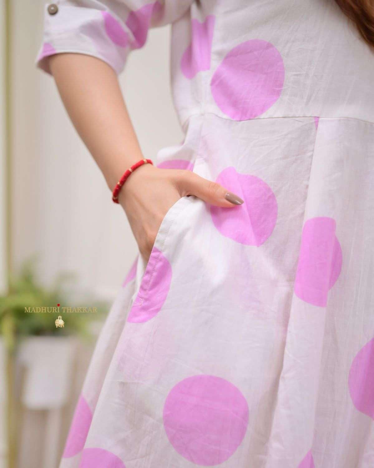 Women's Cotton Floral Printed 3/4 quarter sleeve A-Line printed kurti