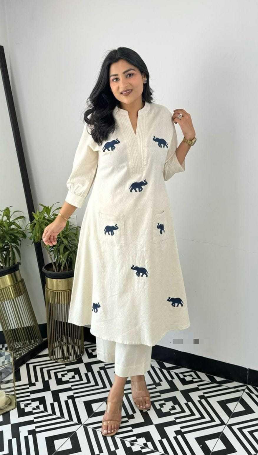 Women's Cotton Printed Straight Kurti with Pant and Dupatta set