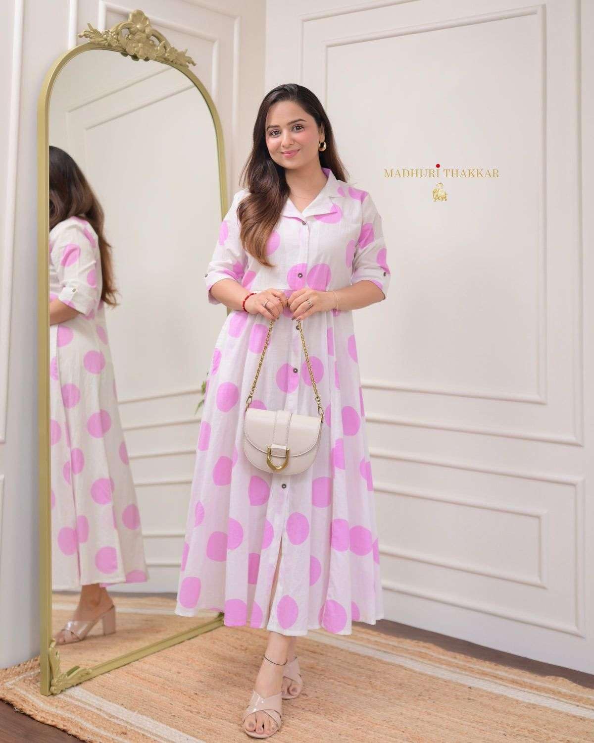 Women's Cotton Floral Printed 3/4 quarter sleeve A-Line printed kurti