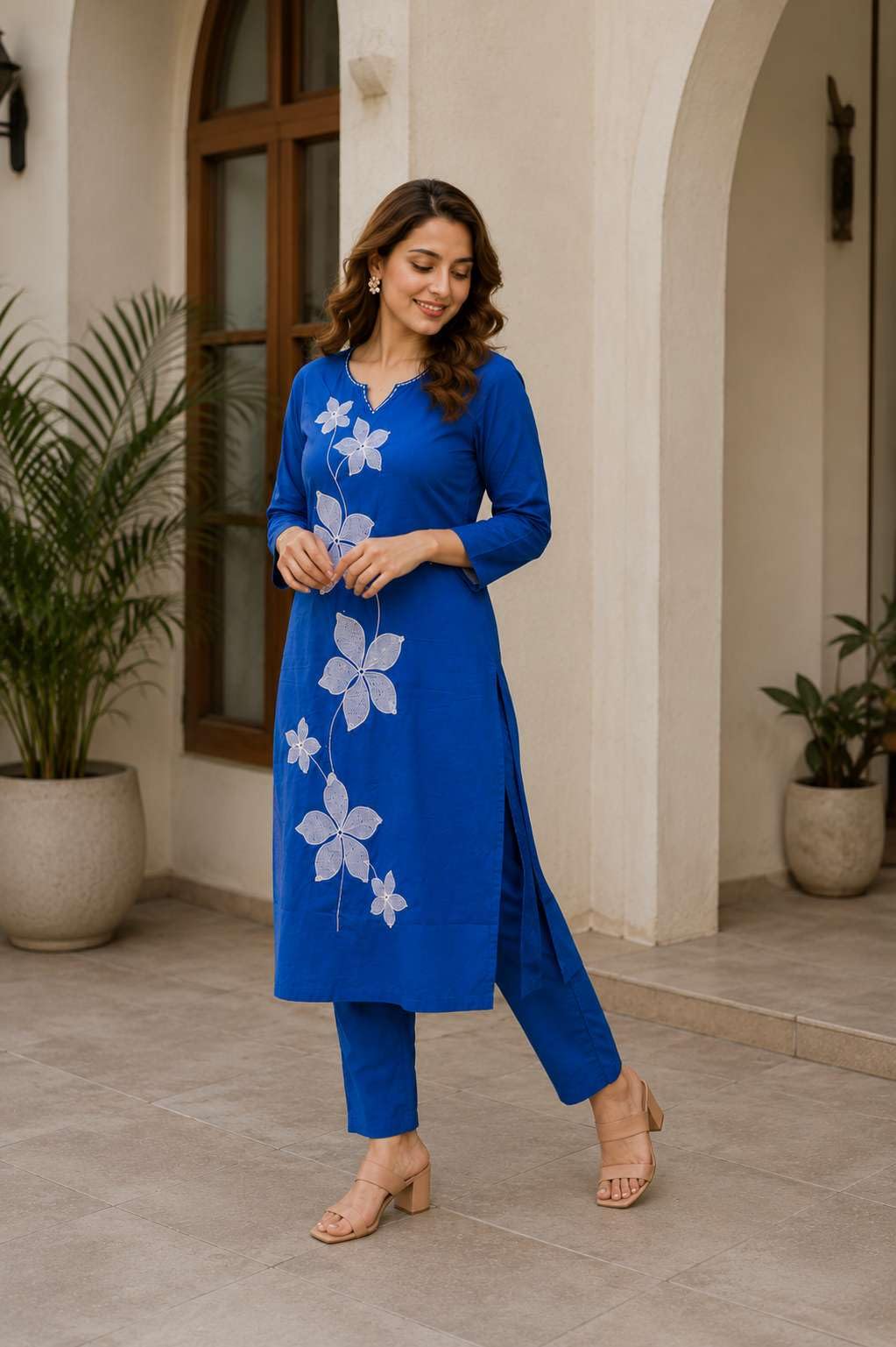 Women's Cotton Floral Printed Straight Kurti With Pant - UG-09