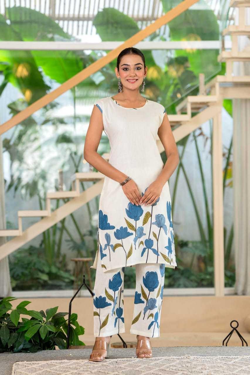 Women's Cotton Floral Printed Straight Kurti With Pant - UG-10