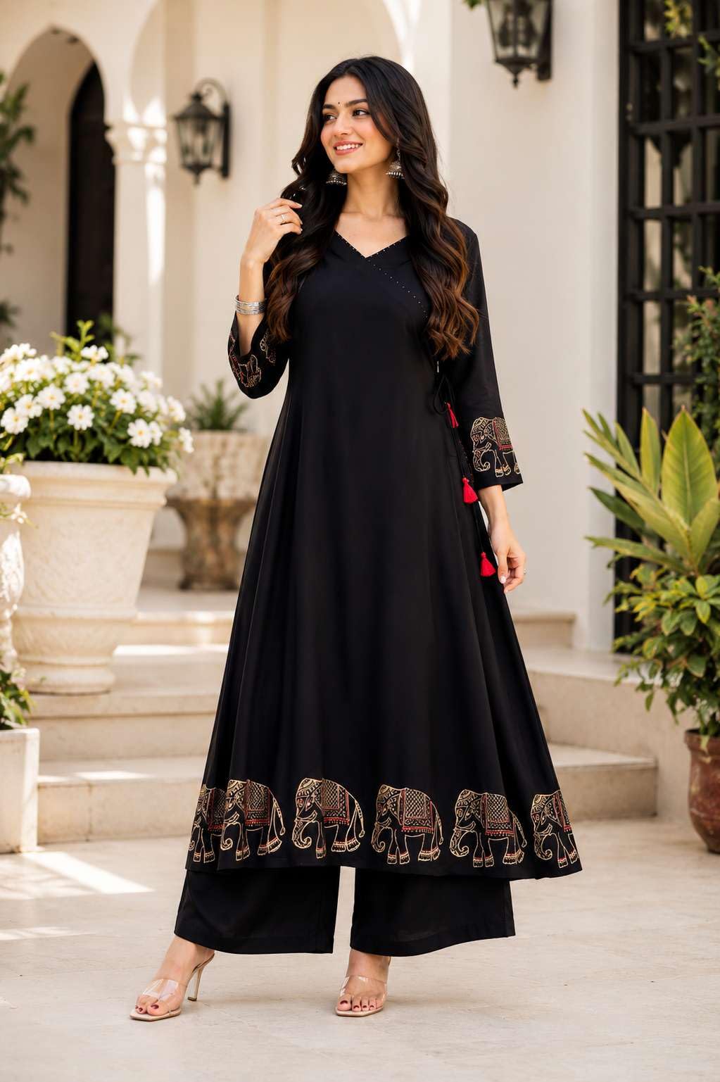 Women's Rayon Embroidered Straight Kurti With Pant Set