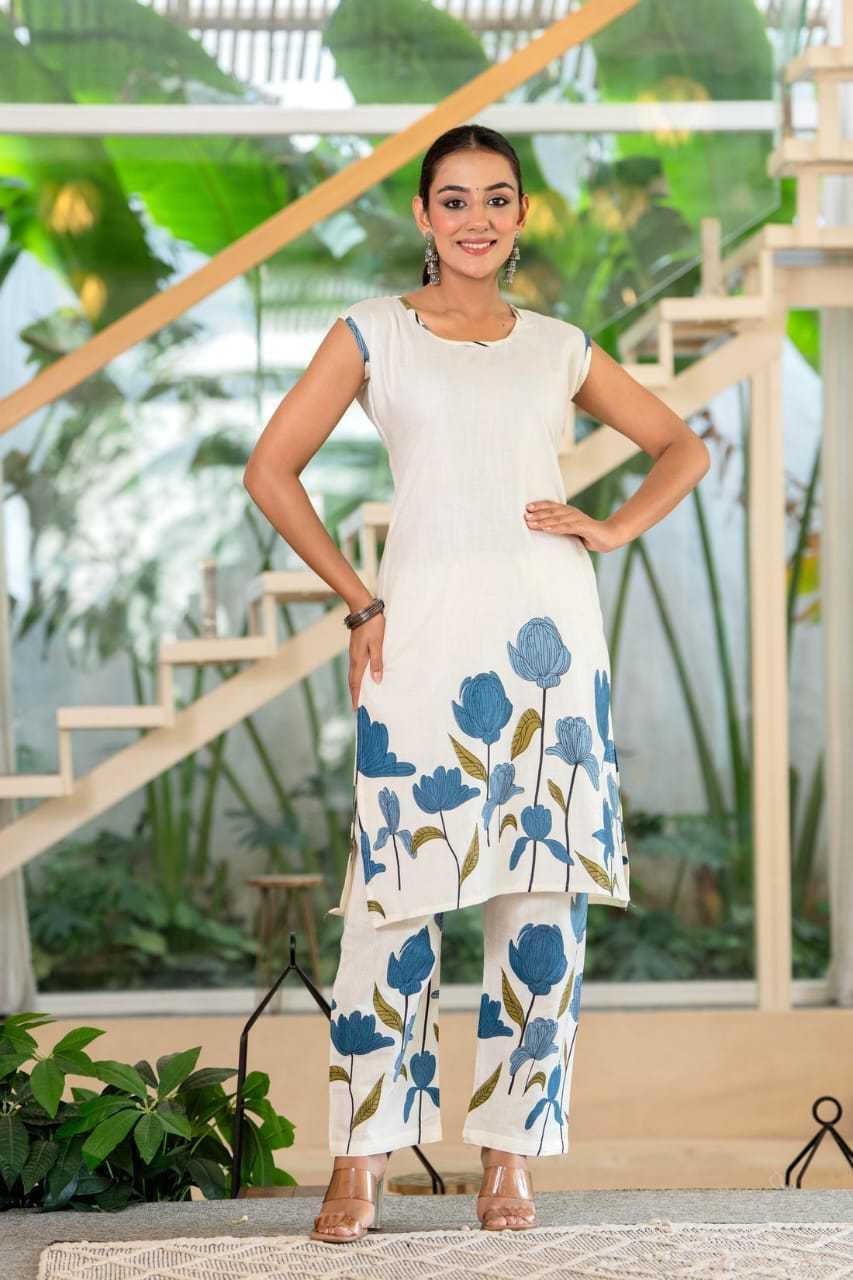 Women's Cotton Floral Printed Straight Kurti With Pant - UG-10
