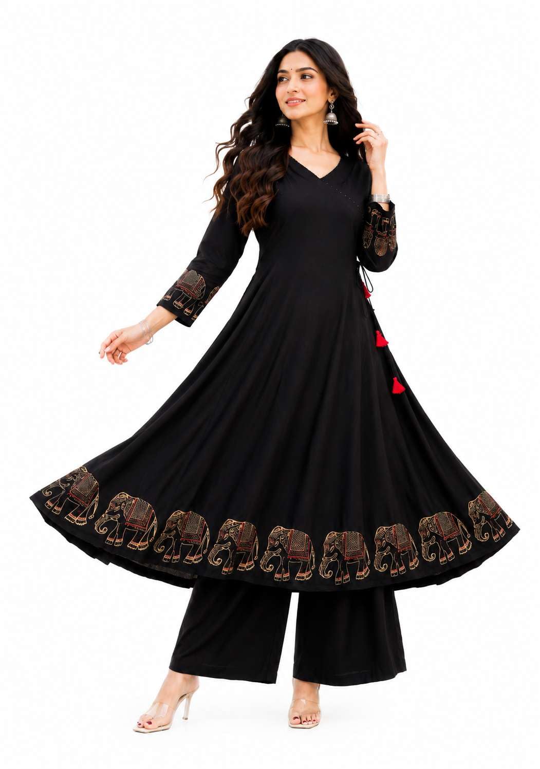 Women's Rayon Embroidered Straight Kurti With Pant Set