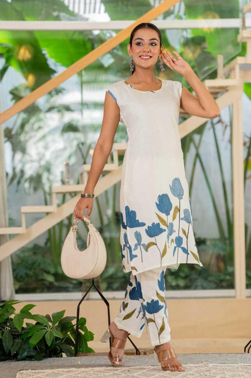 Women's Cotton Floral Printed Straight Kurti With Pant - UG-10