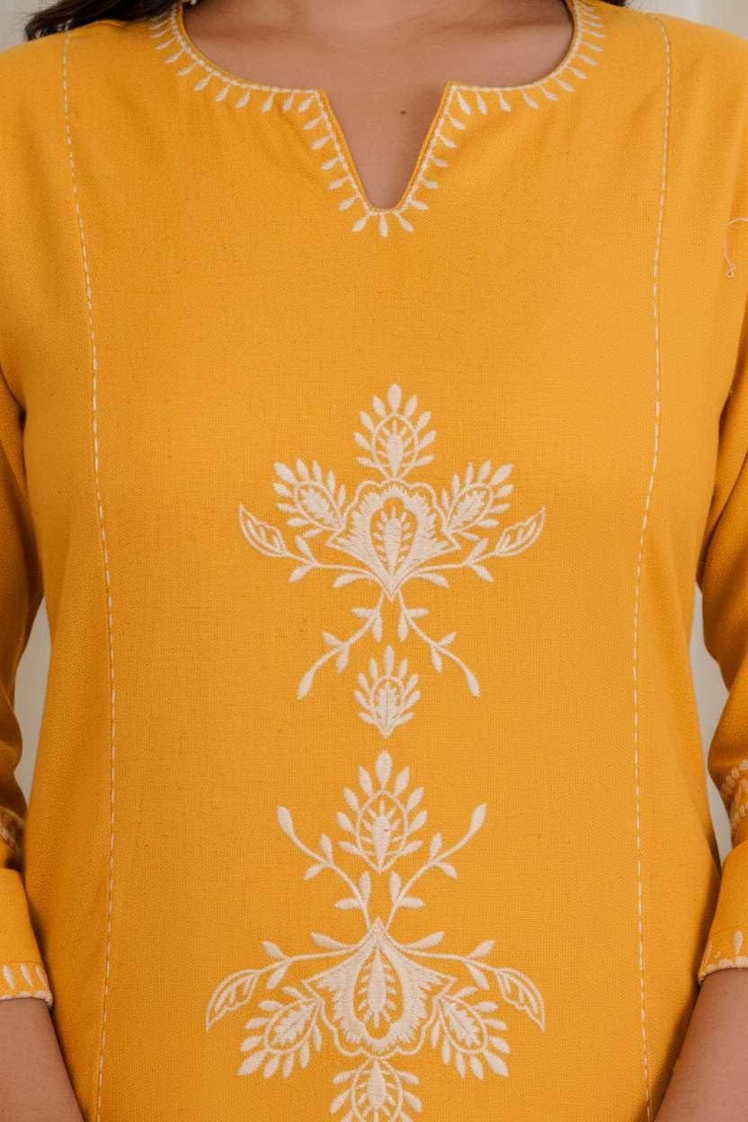 Women's Cotton Embroidered Straight kurti With relaxed fit Pant