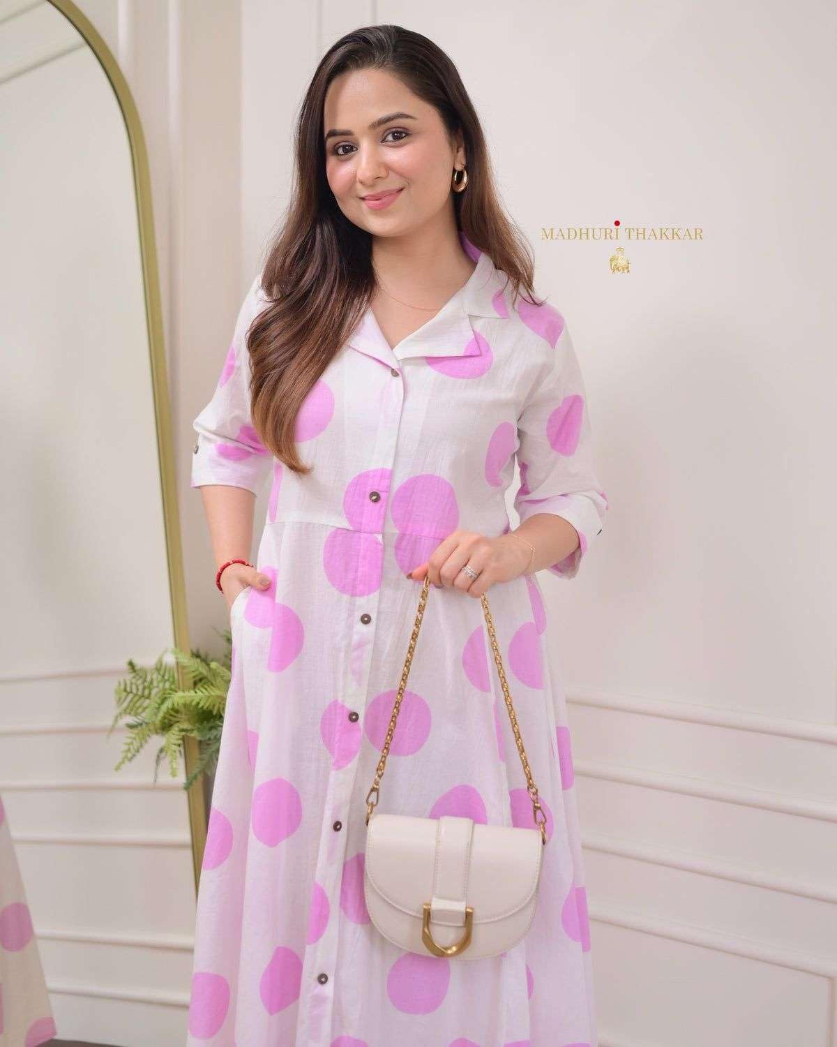 Women's Cotton Floral Printed 3/4 quarter sleeve A-Line printed kurti