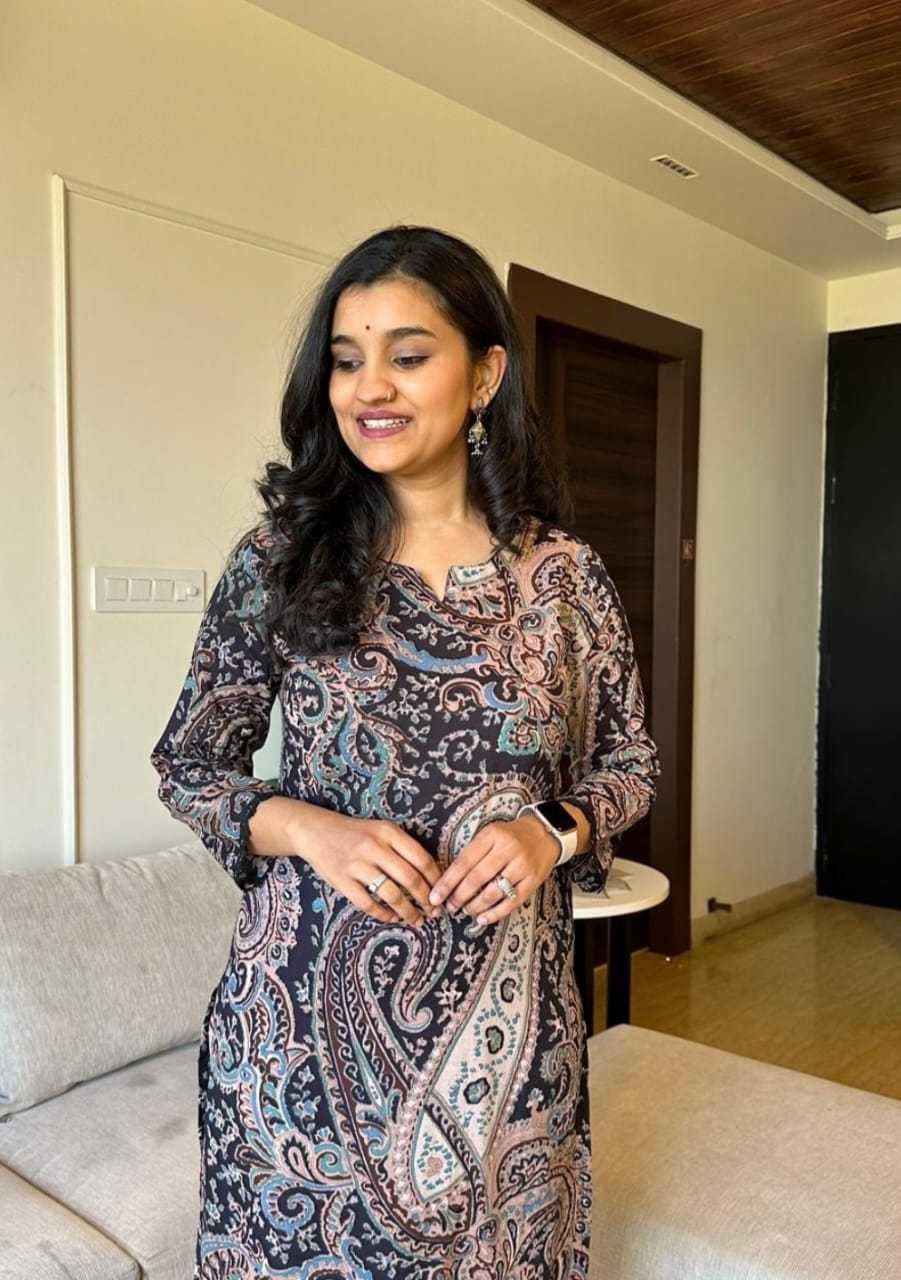 Women's Cotton Printed Straight Kurti with Pant Two Piece Co-ord Set