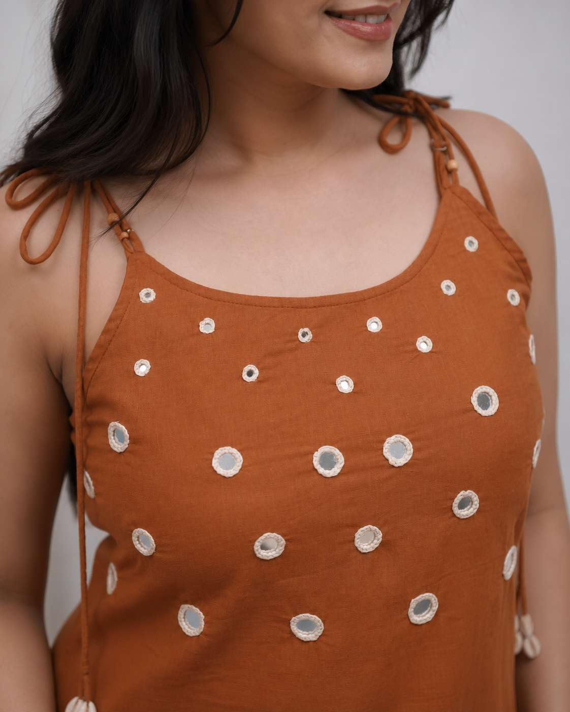 Women's Cotton Embroidery Sleeveless Kurti With Ankle length Pant Set