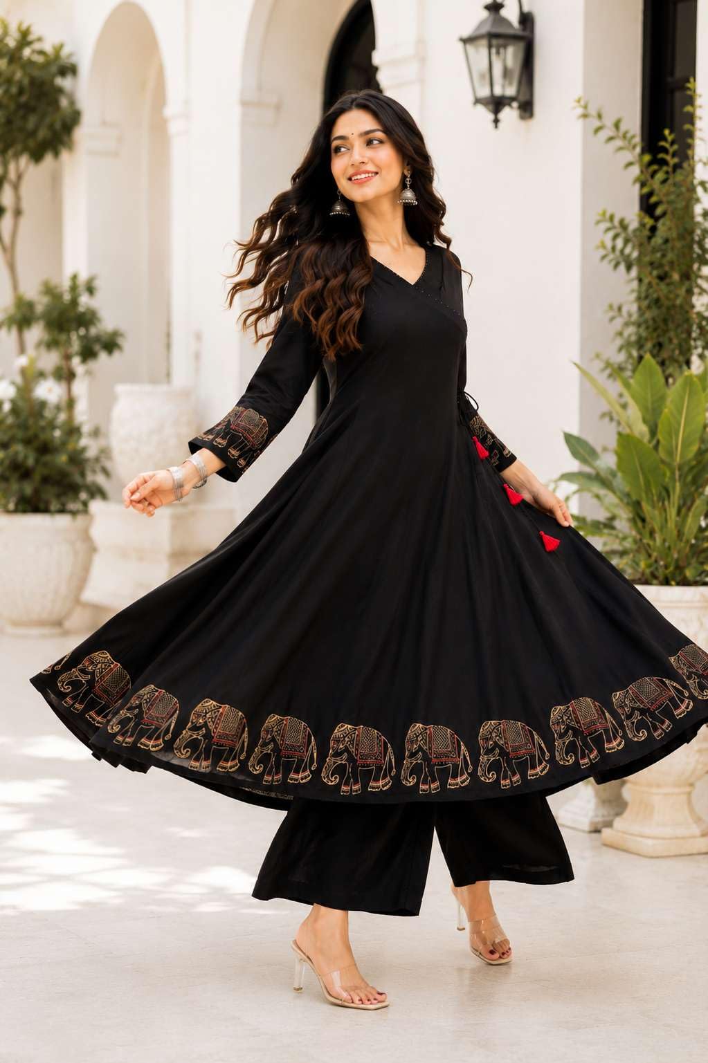 Women's Rayon Embroidered Straight Kurti With Pant Set
