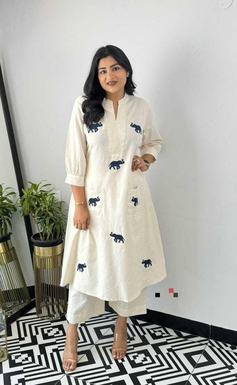 Women's Cotton Printed Straight Kurti with Pant and Dupatta set