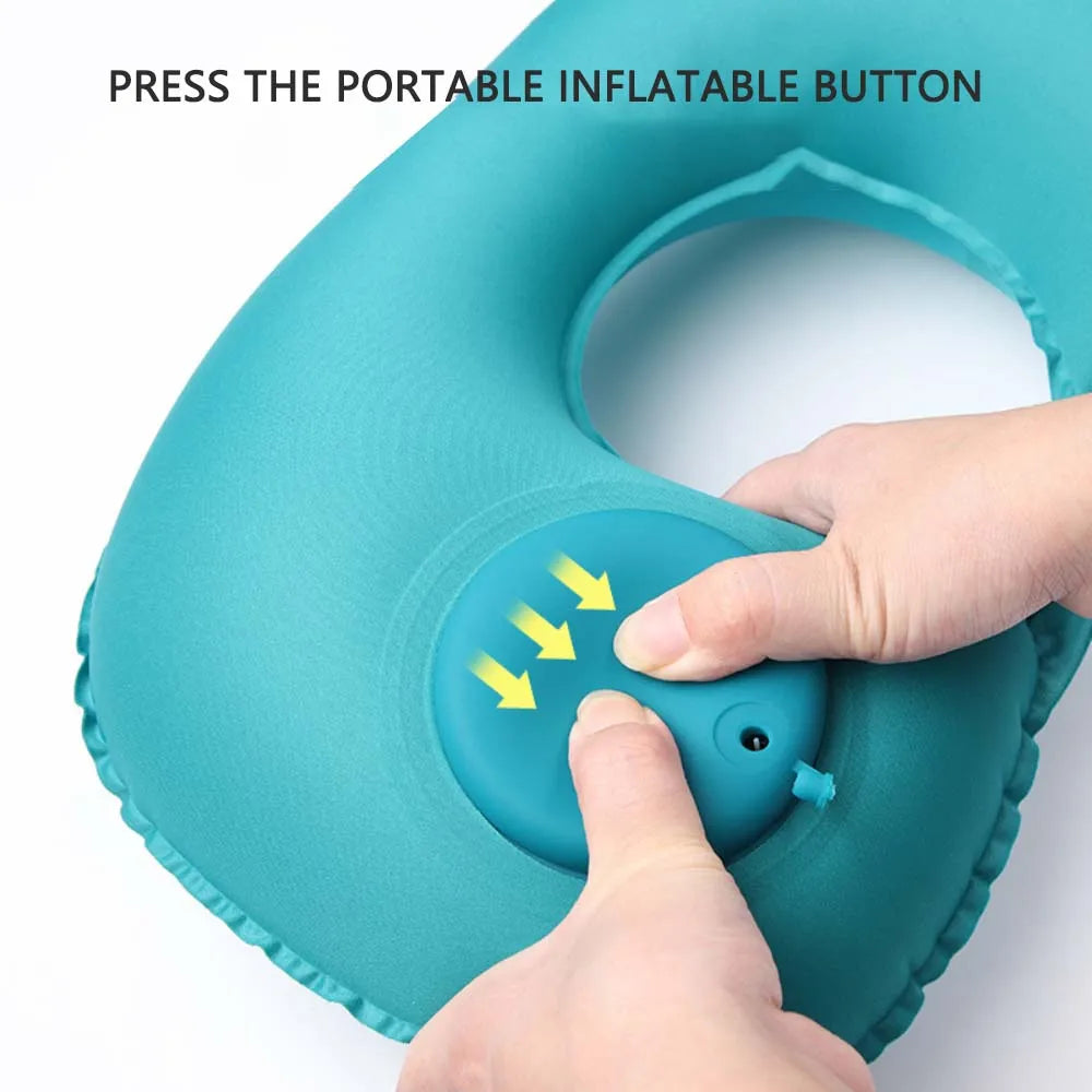 Ice Silk Inflatable U-shaped Pillow