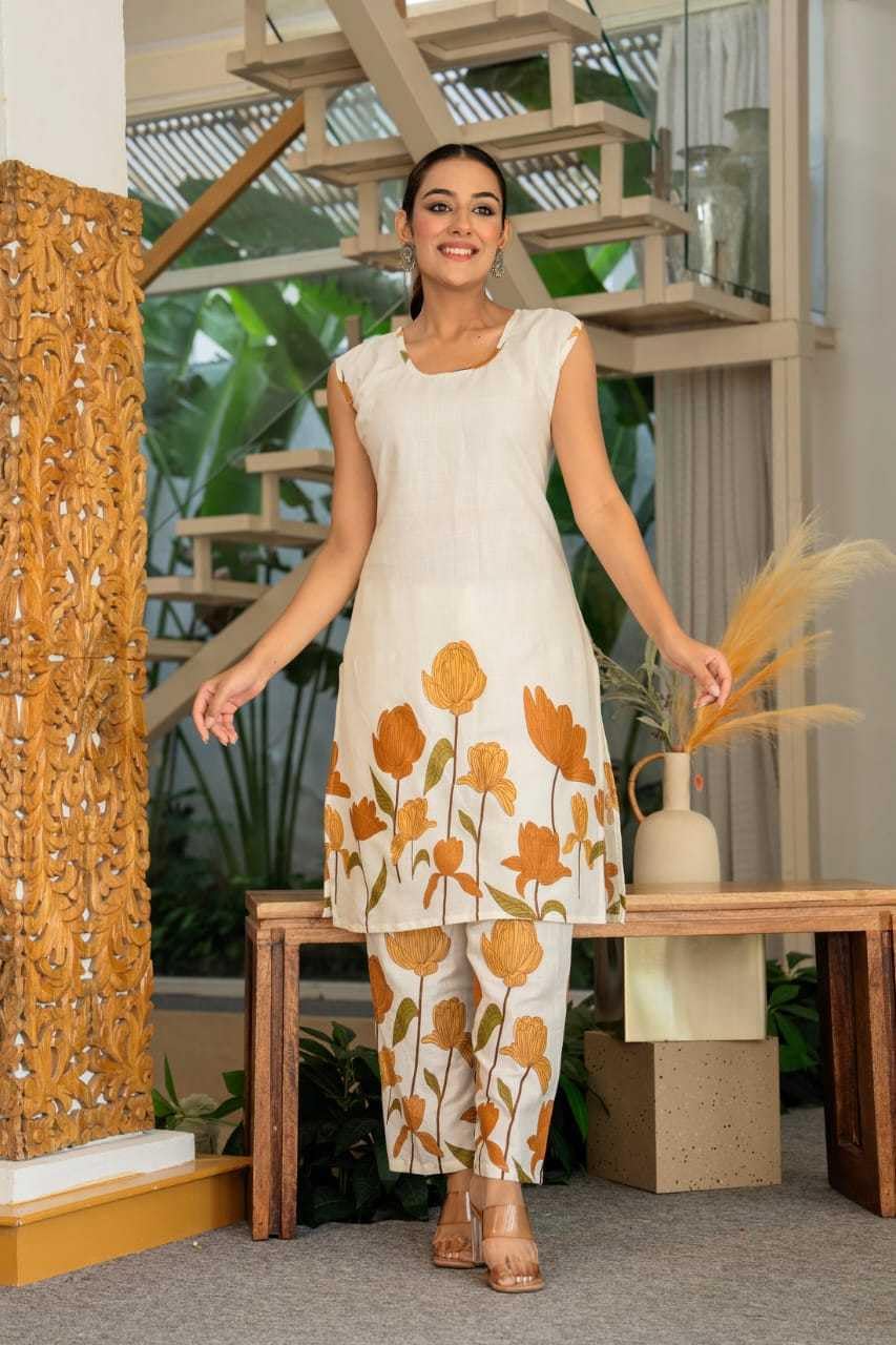 Women's Cotton Floral Printed Straight Kurti With Pant - UG-10