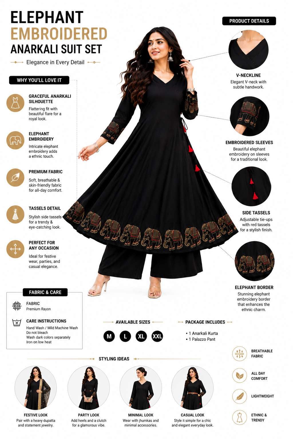 Women's Rayon Embroidered Straight Kurti With Pant Set