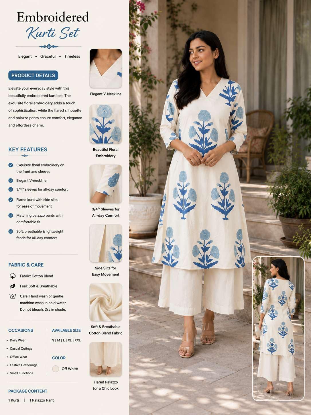 Women's Cotton Printed Straight Kurti With PalAMzo