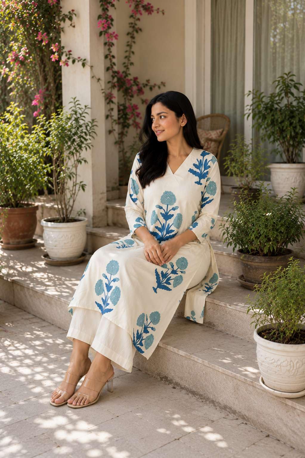 Women's Cotton Printed Straight Kurti With PalAMzo