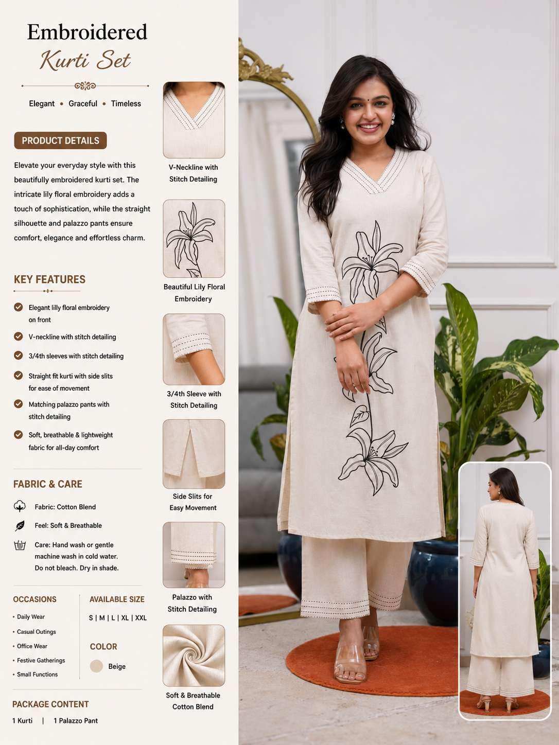 Women's Cotton Printed Straight kurti With Relaxed fit Pant