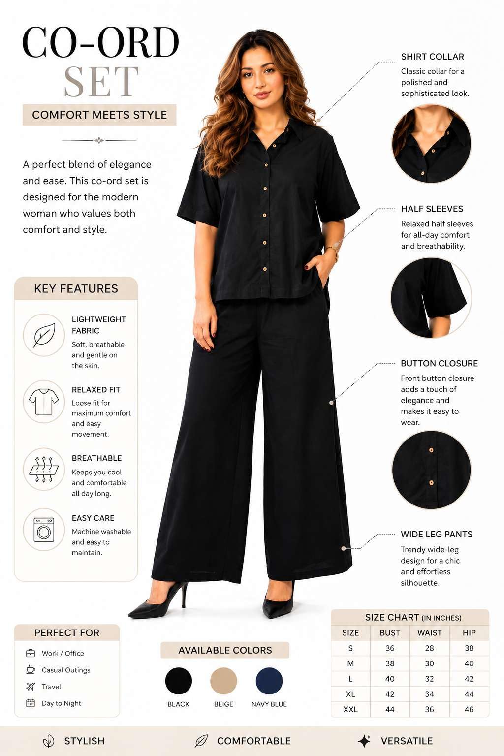 Women's Cotton Plain Straight Short Kurti With Pant Set