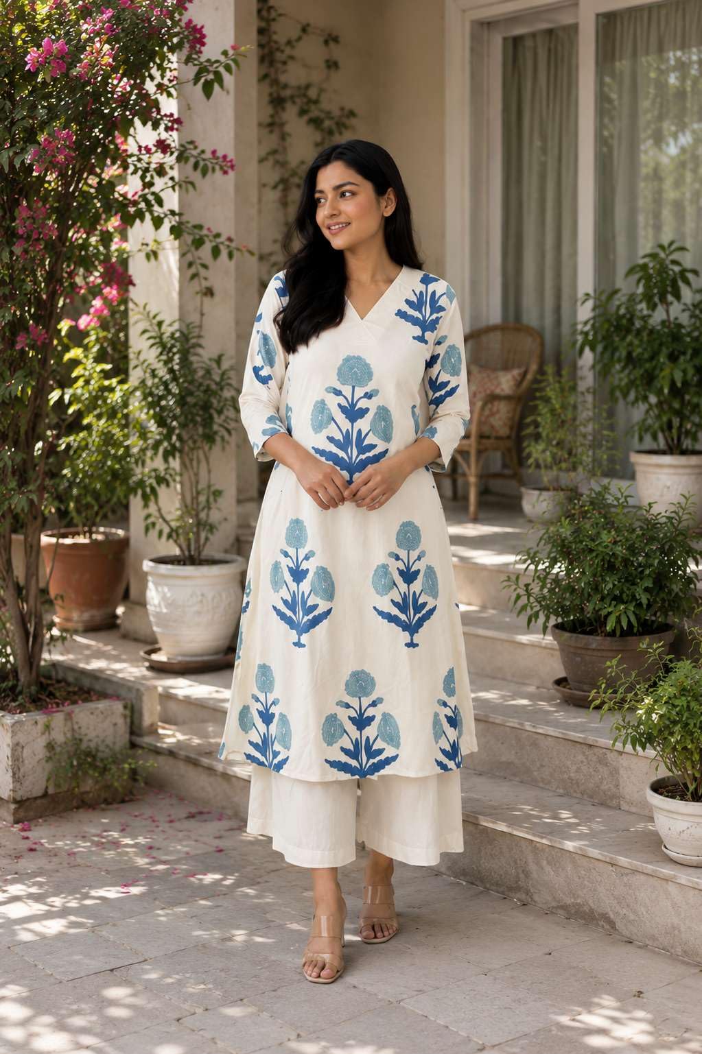 Women's Cotton Printed Straight Kurti With PalAMzo