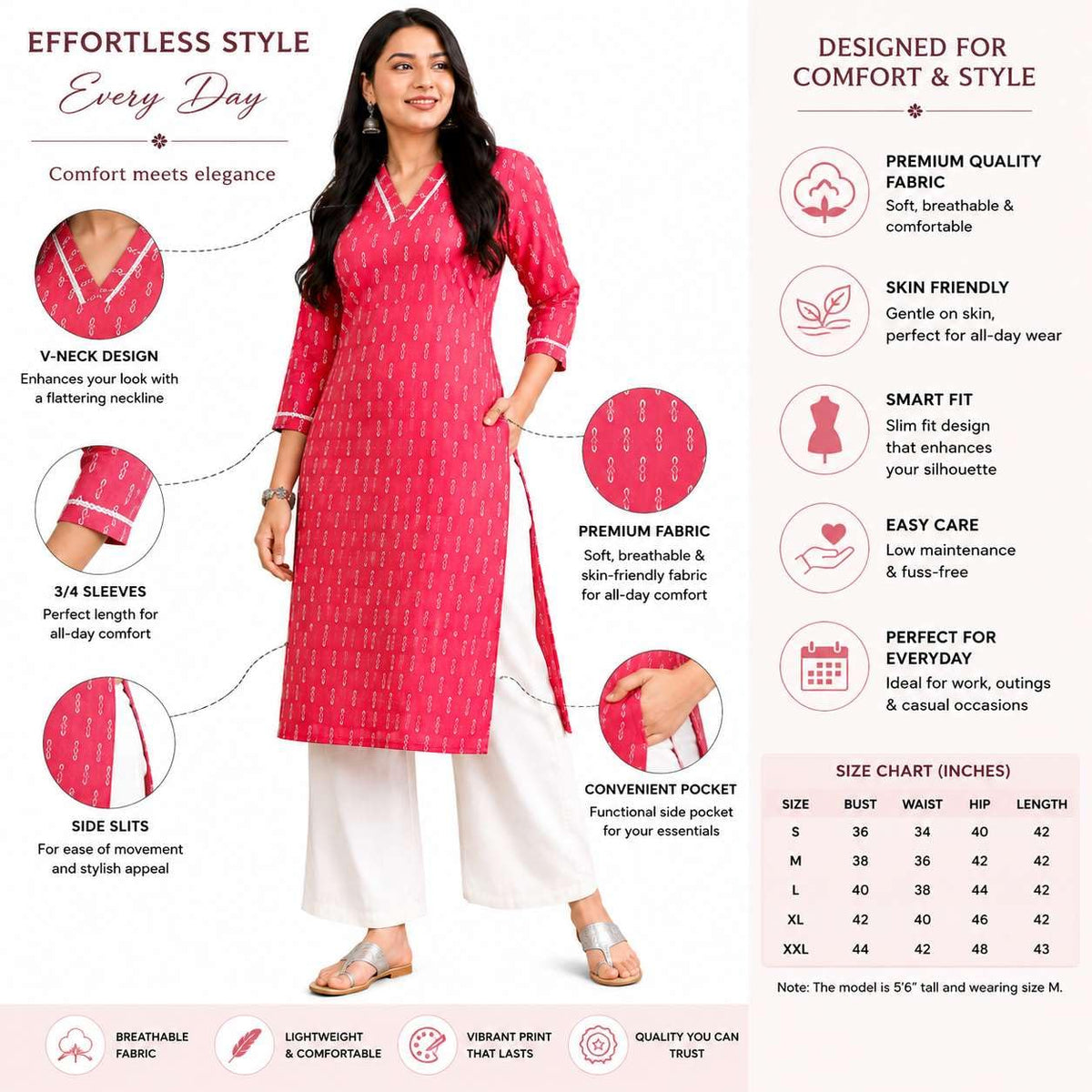Women's Cotton Plain Flared Sleeveless Kurta With Palazzo