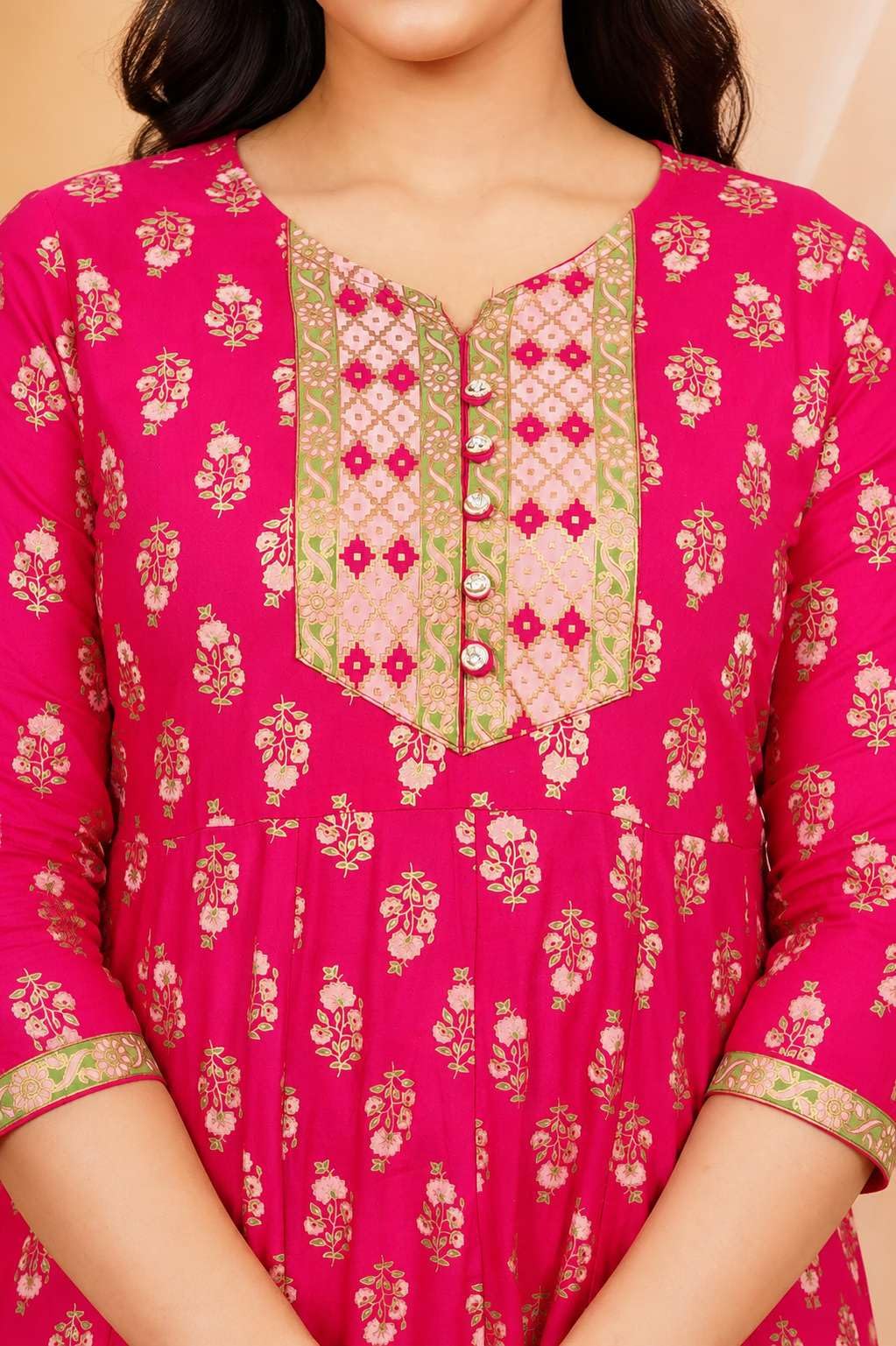 Women's Cotton V-neck Solid Straight Kurti With Pant