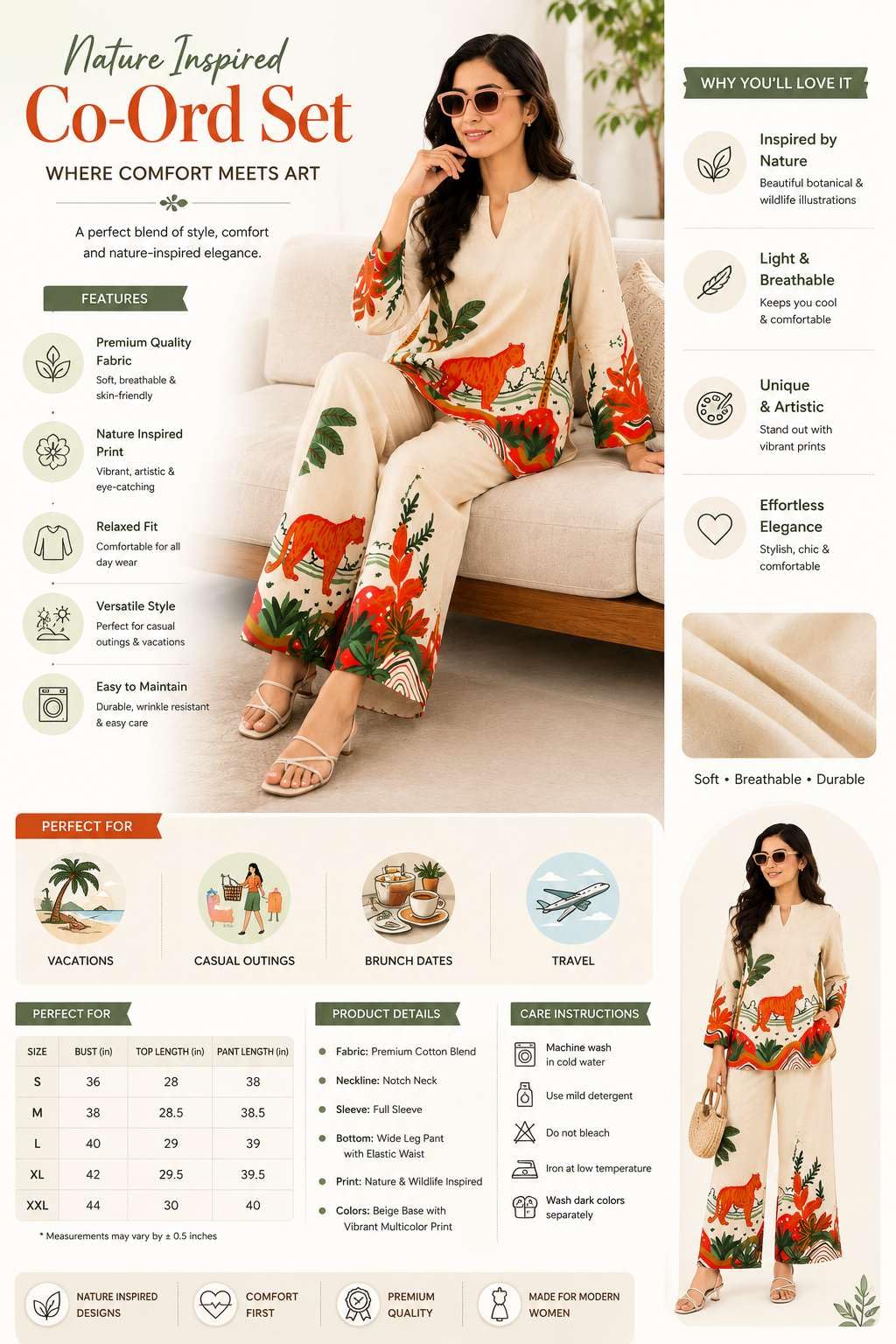 Women's Cotton Floral Printed Straight Short Kurti With Pant Set