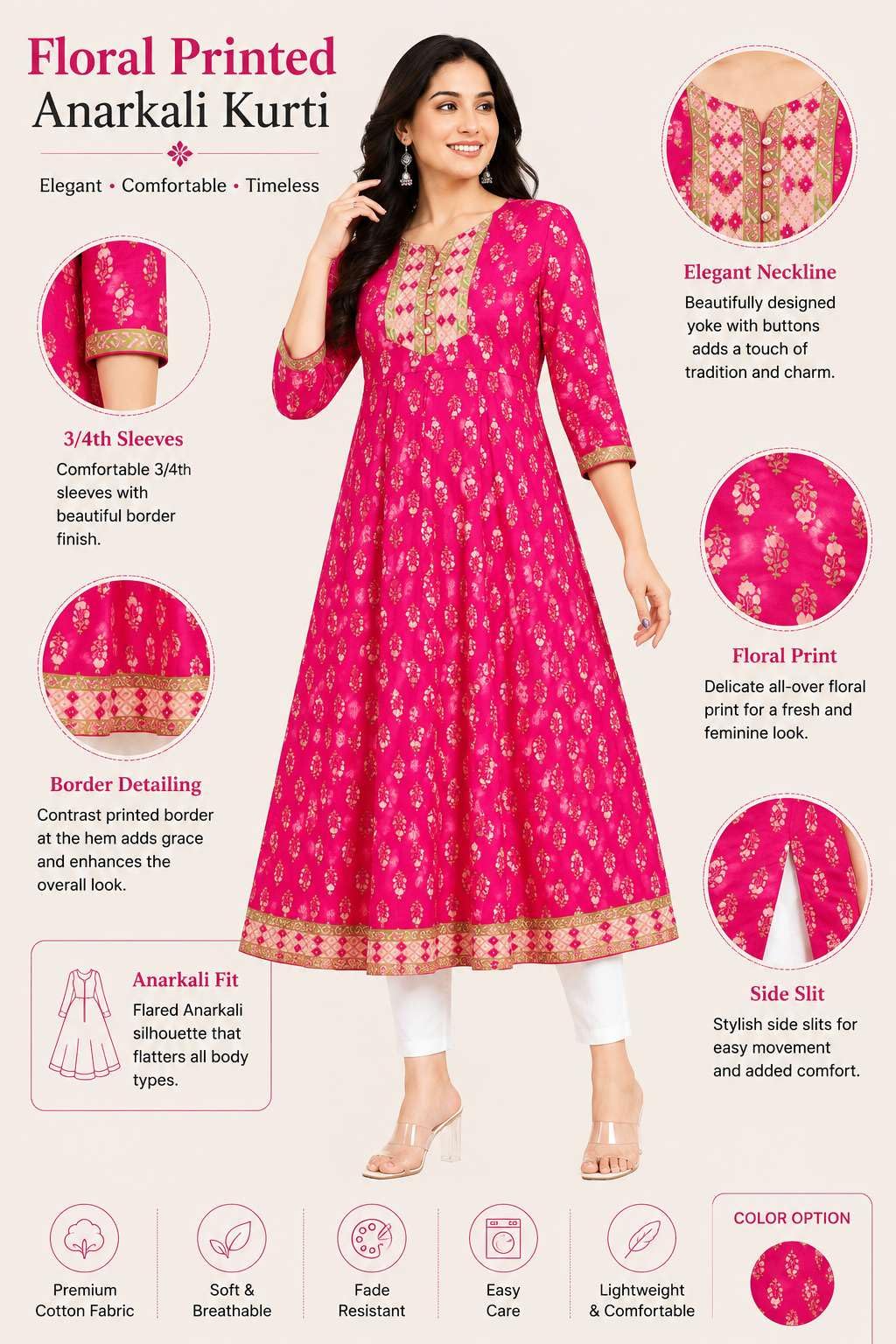 Women's Cotton V-neck Solid Straight Kurti With Pant