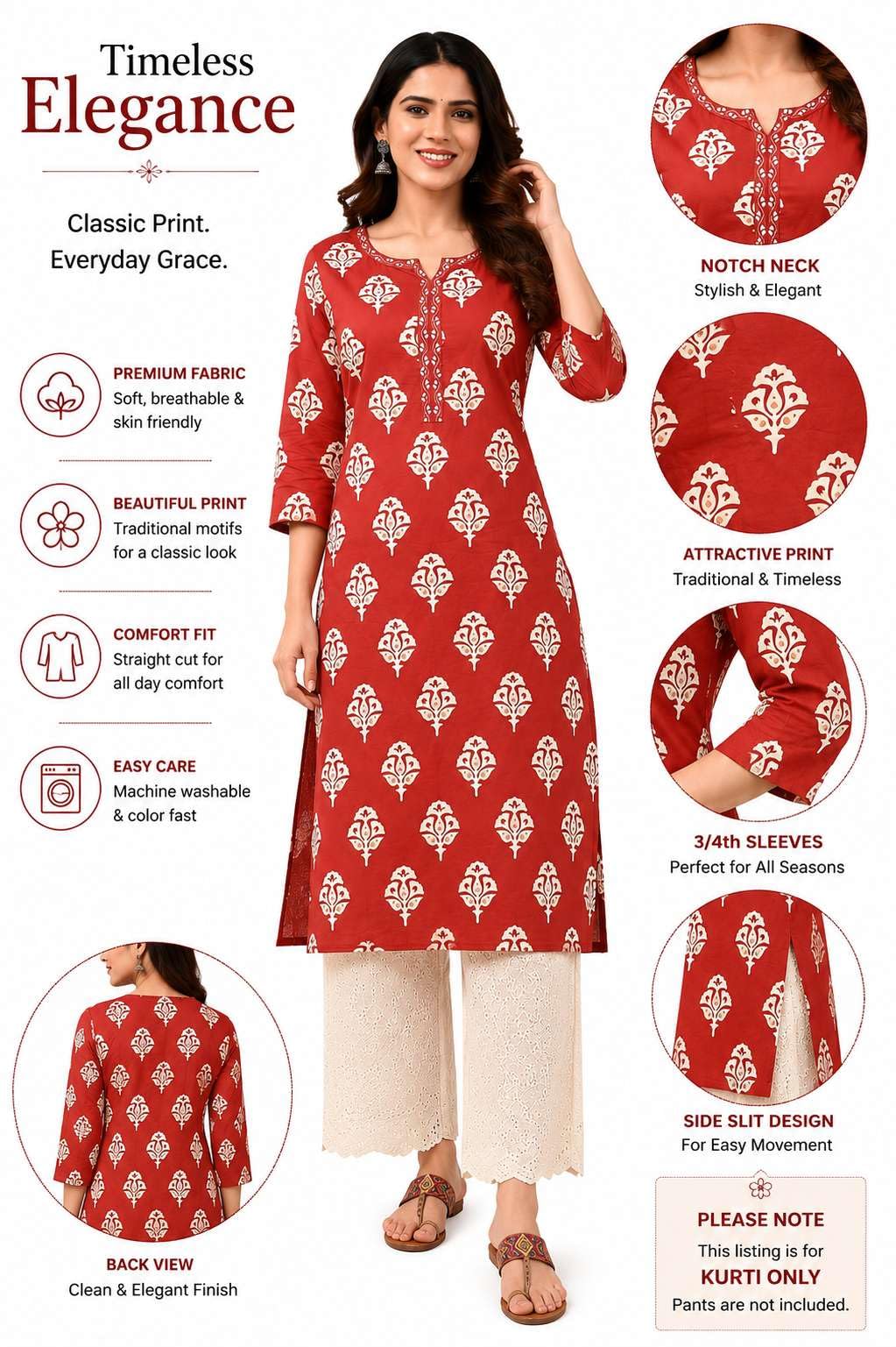 Women's Rayon Printed Straight Kurti With Pant Set