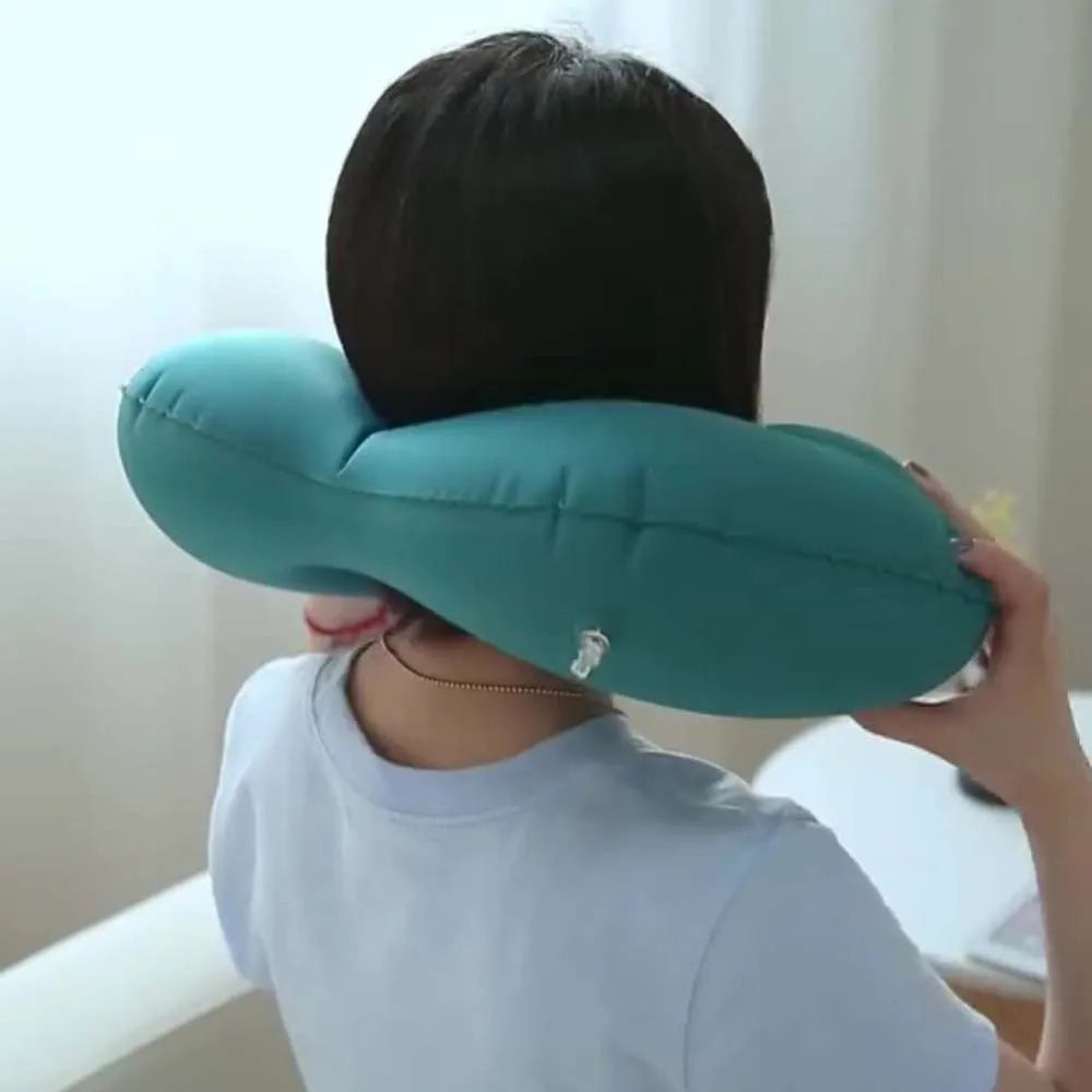 Ice Silk Inflatable U-shaped Pillow