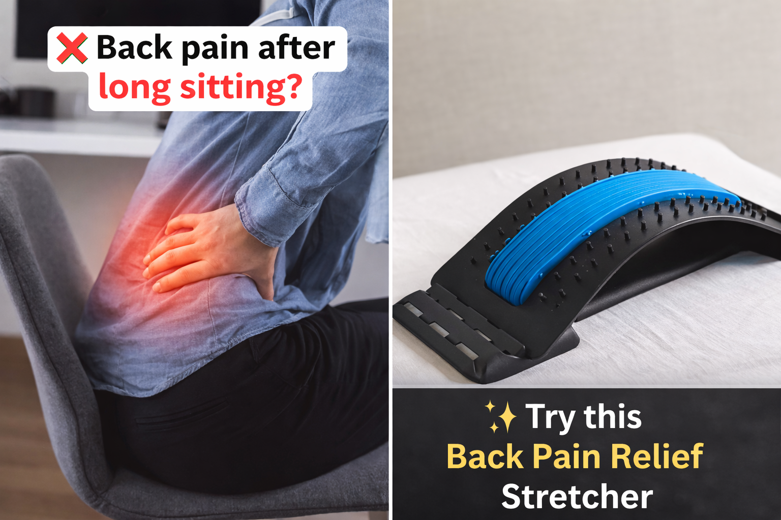 Multi-Level Back Stretcher Posture Corrector Device for Back Pain Relief with Back Support Mate Magic Back Stretching Massage (Blue)