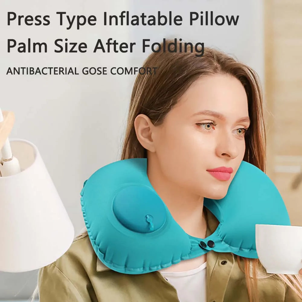 Ice Silk Inflatable U-shaped Pillow